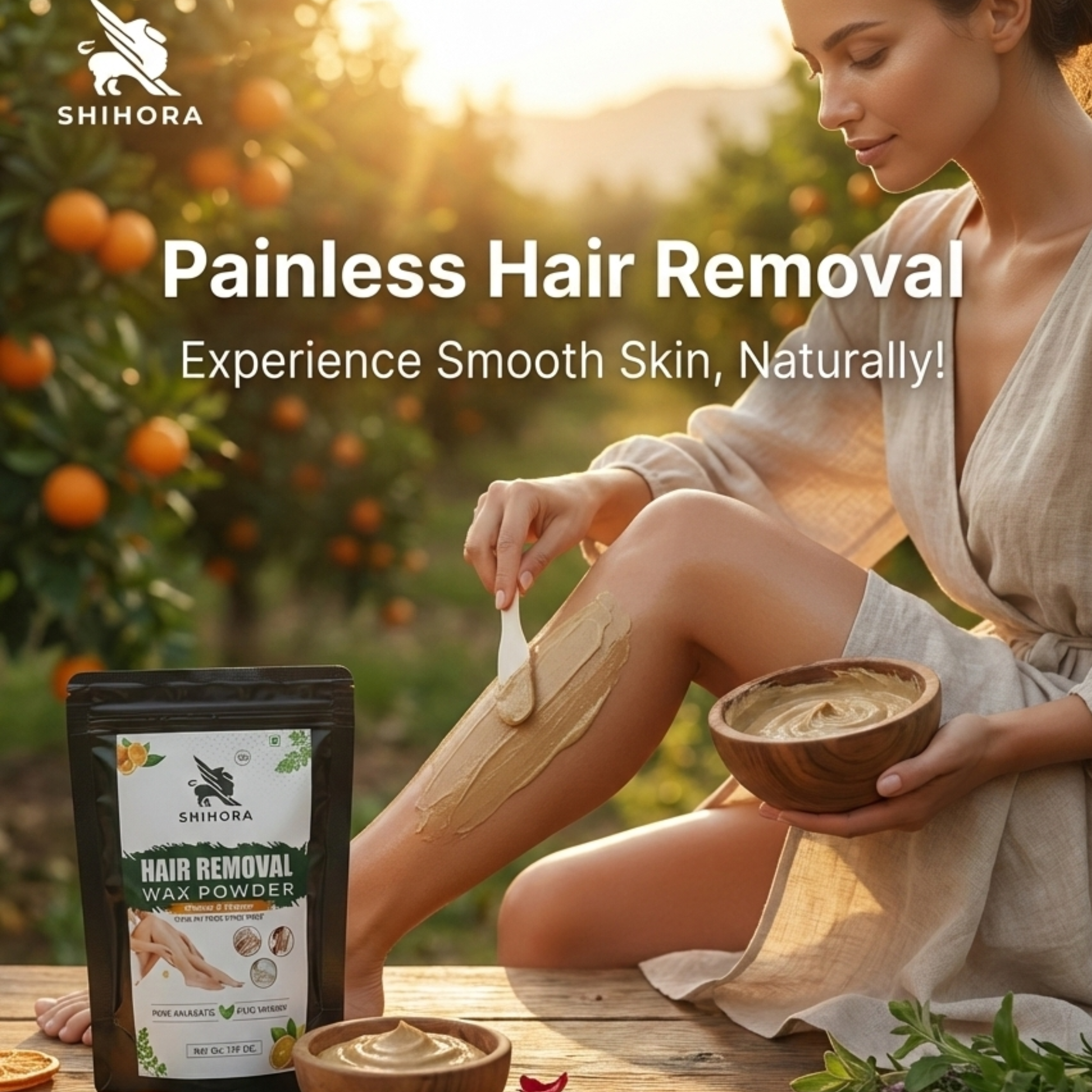 Shihora Natural Hair Removal Wax Powder – Painless & Instant Smooth Skin for Men & Women (Organic Formula)