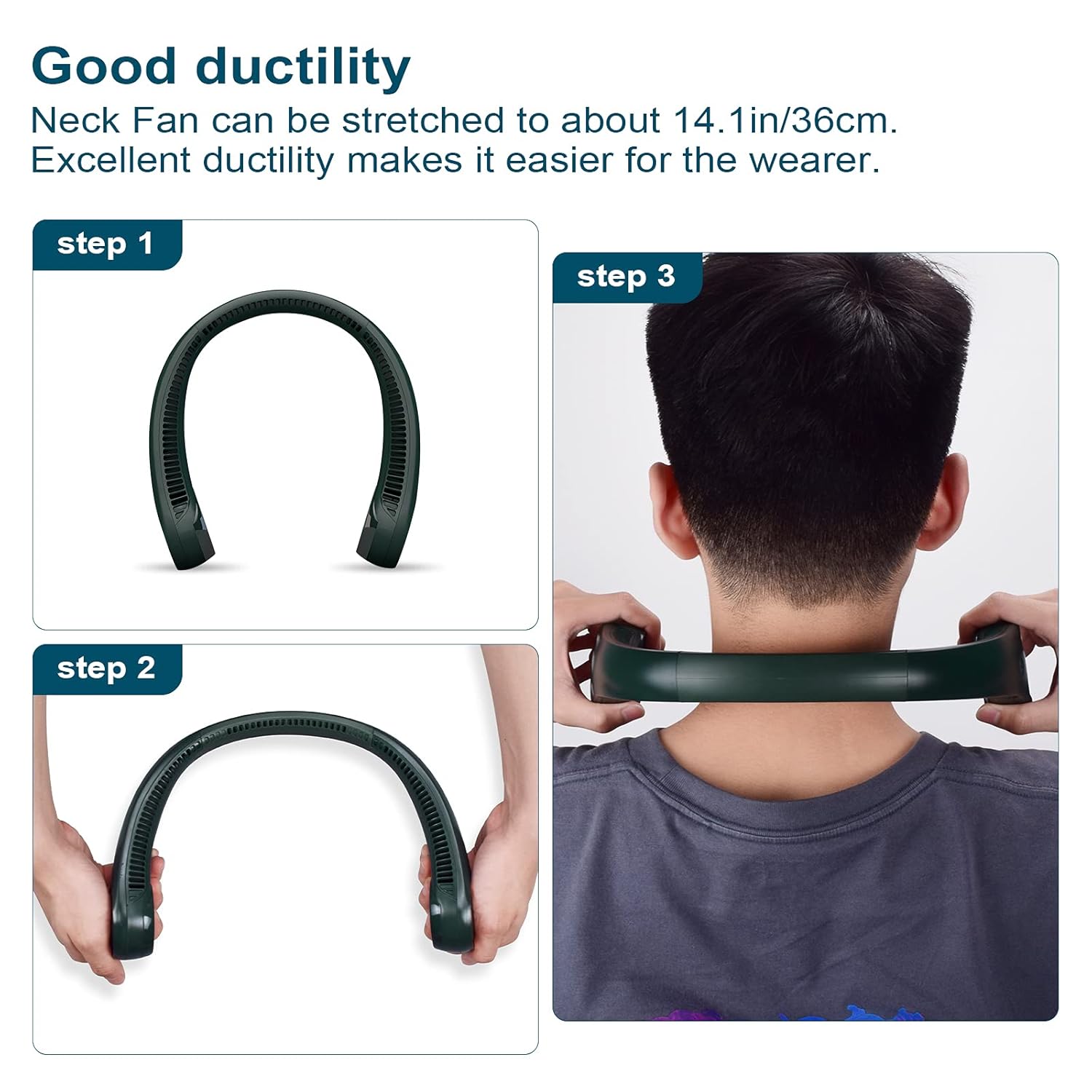 Portable Neck Fan – 360° Surrounding Airflow, Bladeless Wearable Personal Fan