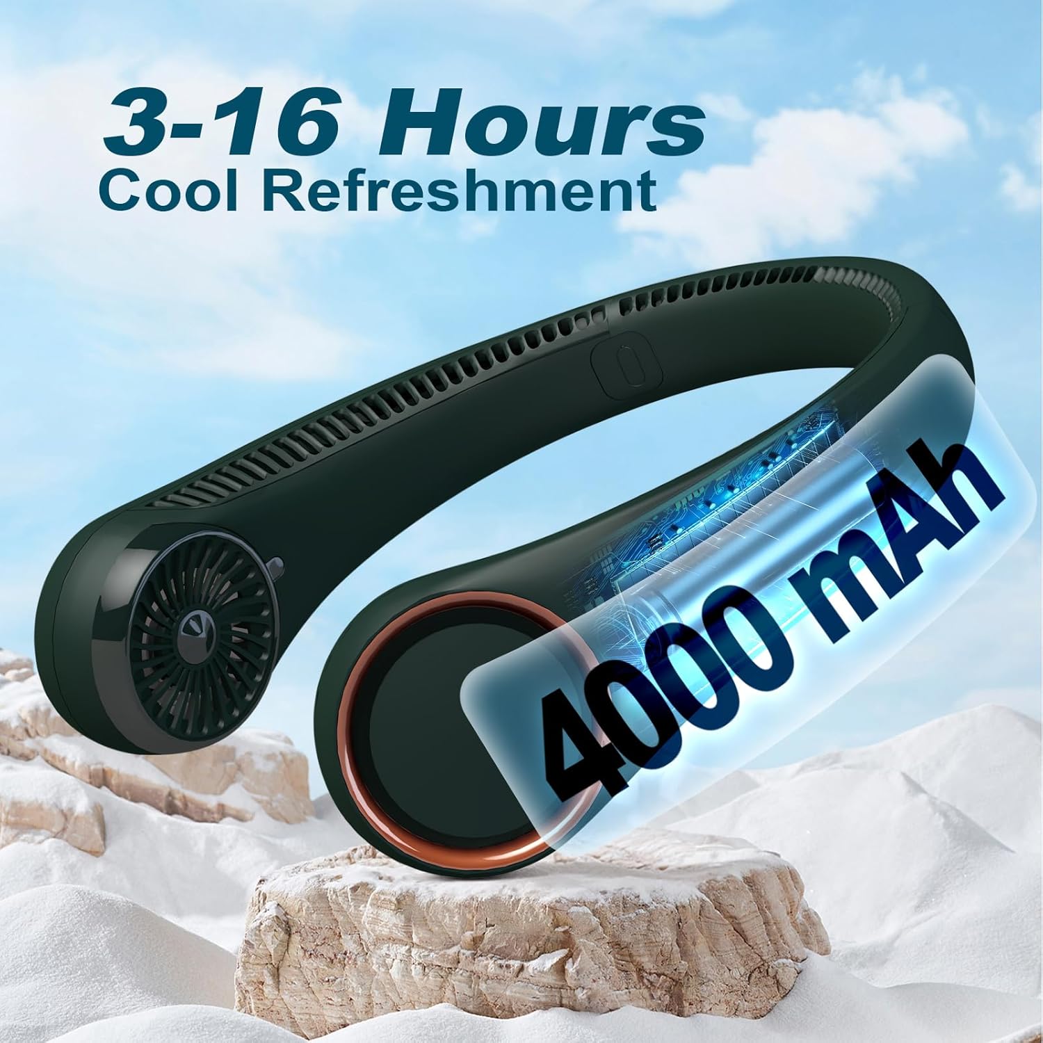 Portable Neck Fan – 360° Surrounding Airflow, Bladeless Wearable Personal Fan